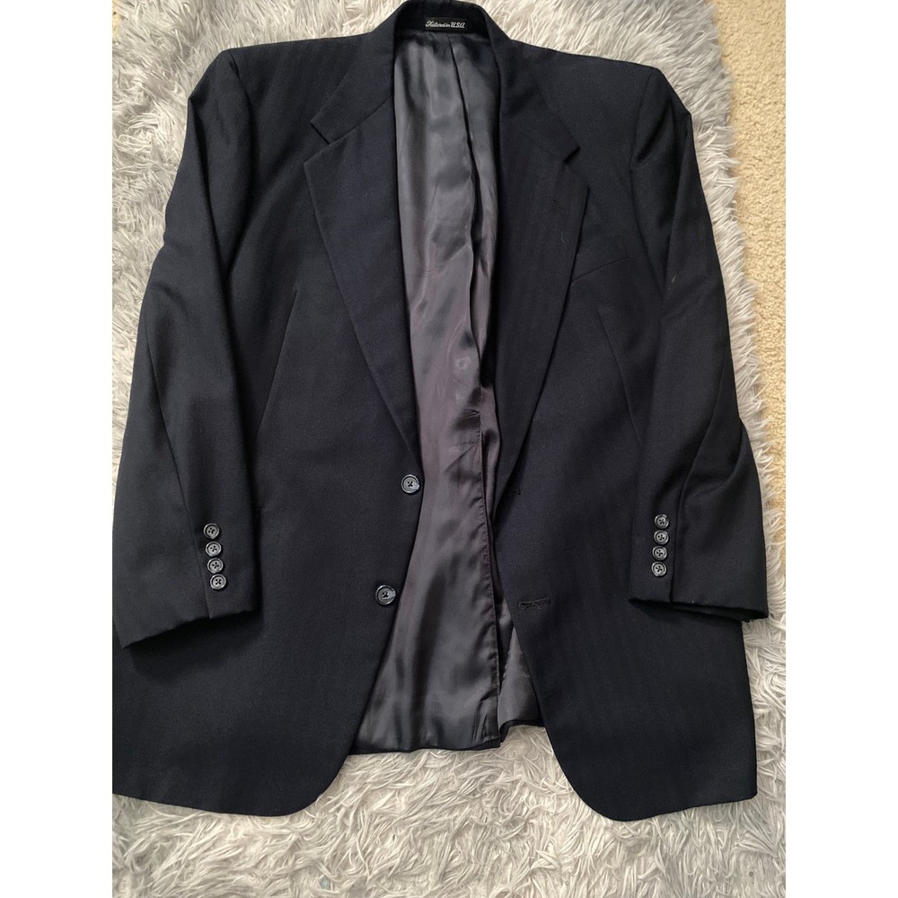 Tom James Executive Collection 100% Wool Blazer Sport Coat Navy‎ 2 Button 44R